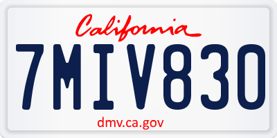 CA license plate 7MIV830