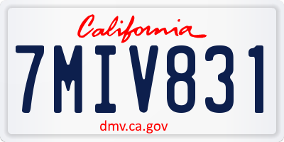 CA license plate 7MIV831