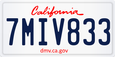 CA license plate 7MIV833