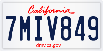 CA license plate 7MIV849