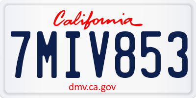 CA license plate 7MIV853
