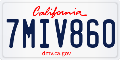 CA license plate 7MIV860