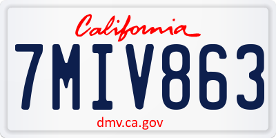 CA license plate 7MIV863