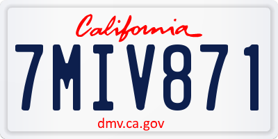 CA license plate 7MIV871