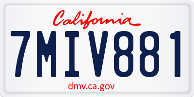 CA license plate 7MIV881
