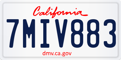CA license plate 7MIV883