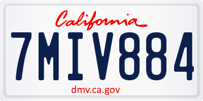CA license plate 7MIV884