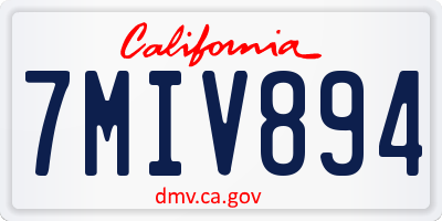 CA license plate 7MIV894