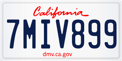 CA license plate 7MIV899