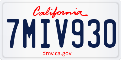 CA license plate 7MIV930