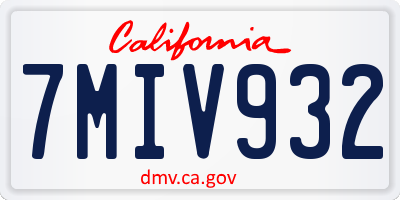 CA license plate 7MIV932