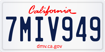 CA license plate 7MIV949