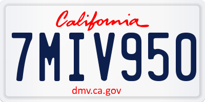 CA license plate 7MIV950