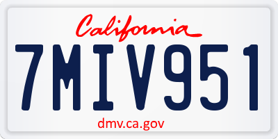 CA license plate 7MIV951