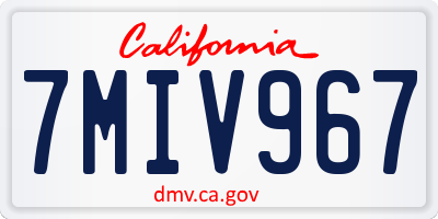 CA license plate 7MIV967