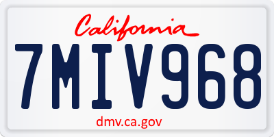 CA license plate 7MIV968