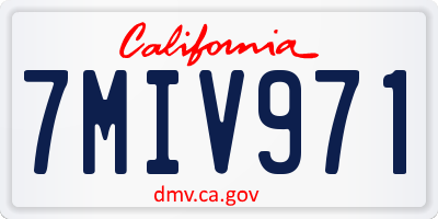 CA license plate 7MIV971