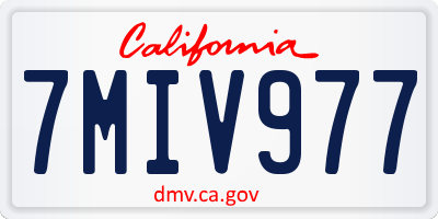 CA license plate 7MIV977