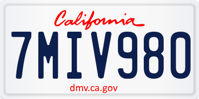 CA license plate 7MIV980