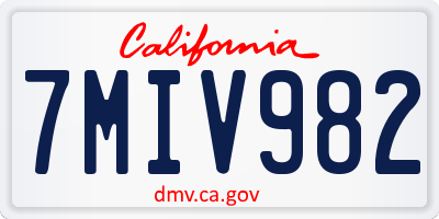 CA license plate 7MIV982