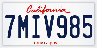 CA license plate 7MIV985