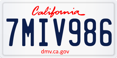 CA license plate 7MIV986