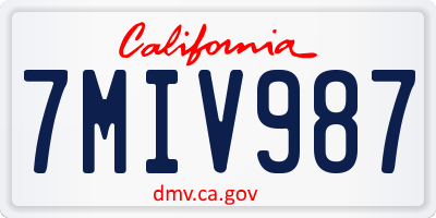 CA license plate 7MIV987