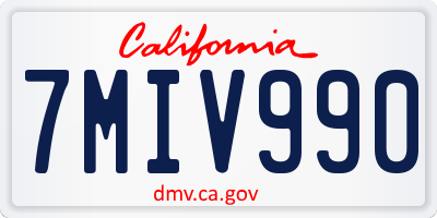 CA license plate 7MIV990