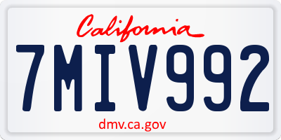 CA license plate 7MIV992