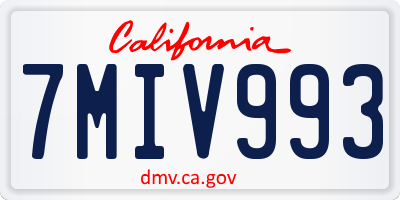 CA license plate 7MIV993