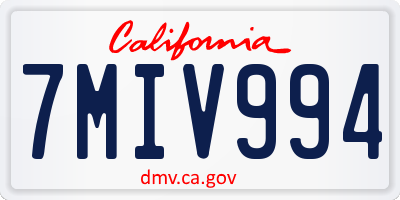 CA license plate 7MIV994