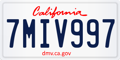 CA license plate 7MIV997