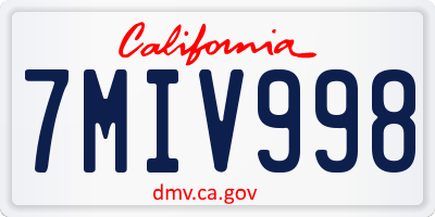 CA license plate 7MIV998