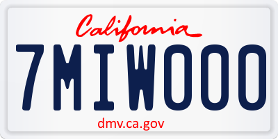 CA license plate 7MIW000