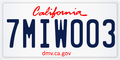 CA license plate 7MIW003