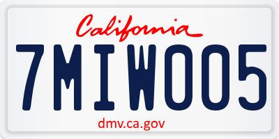 CA license plate 7MIW005
