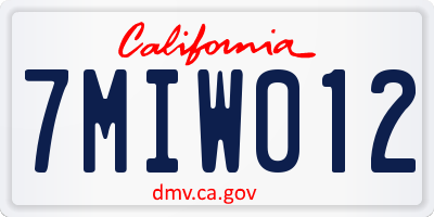 CA license plate 7MIW012