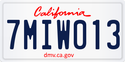 CA license plate 7MIW013