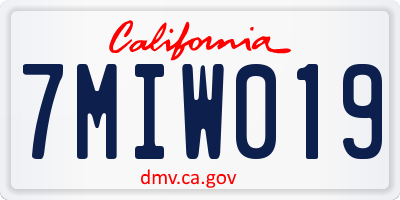 CA license plate 7MIW019