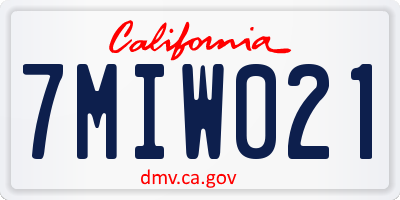 CA license plate 7MIW021