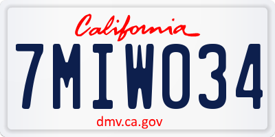 CA license plate 7MIW034