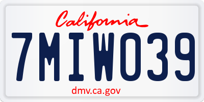 CA license plate 7MIW039