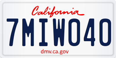 CA license plate 7MIW040