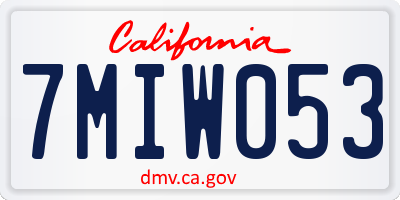 CA license plate 7MIW053