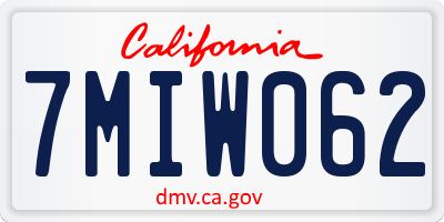 CA license plate 7MIW062