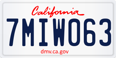 CA license plate 7MIW063