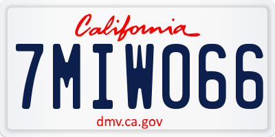 CA license plate 7MIW066