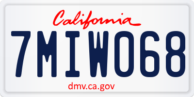 CA license plate 7MIW068