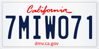 CA license plate 7MIW071