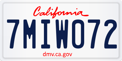 CA license plate 7MIW072